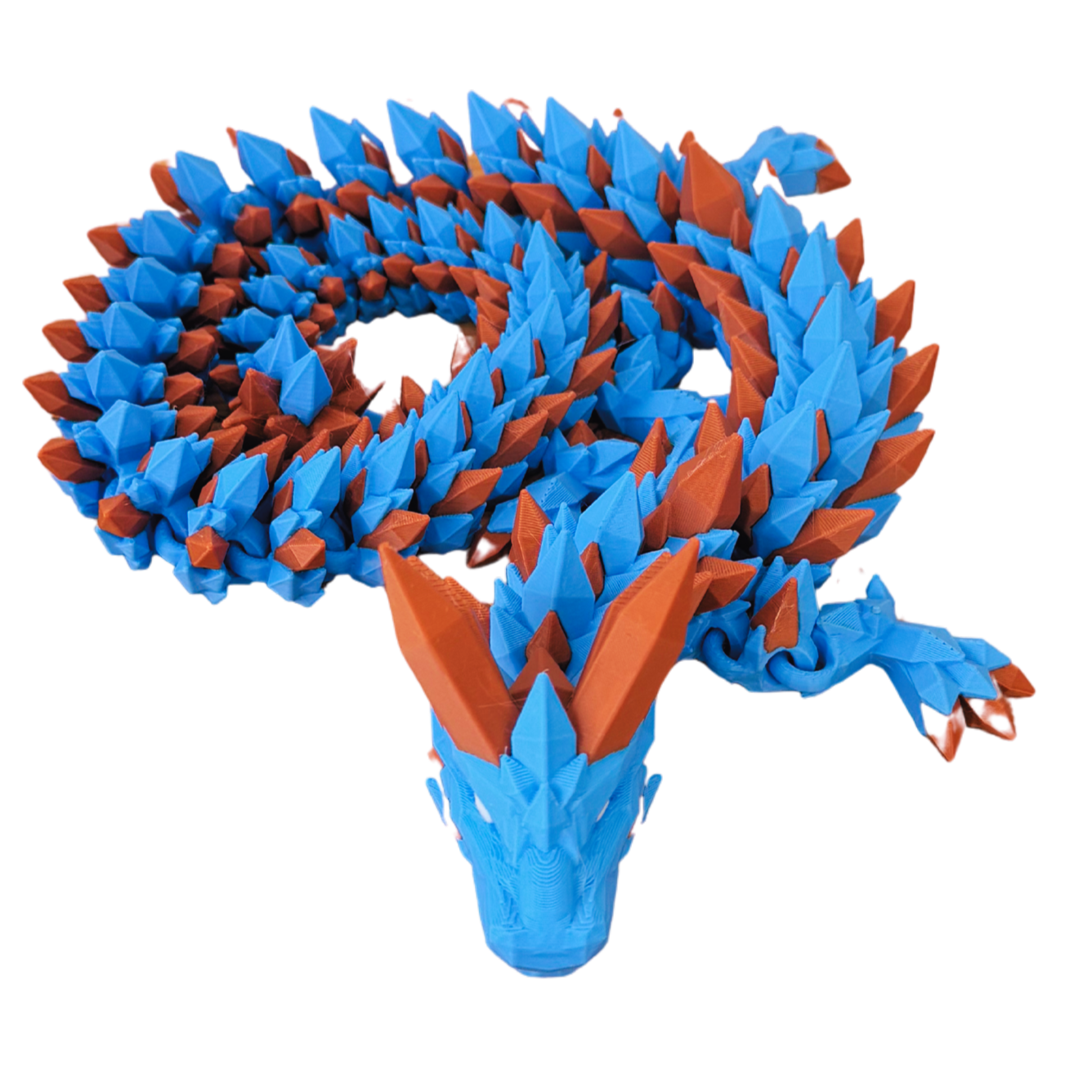 Blue Brown Dragon Sculpture Fantasy