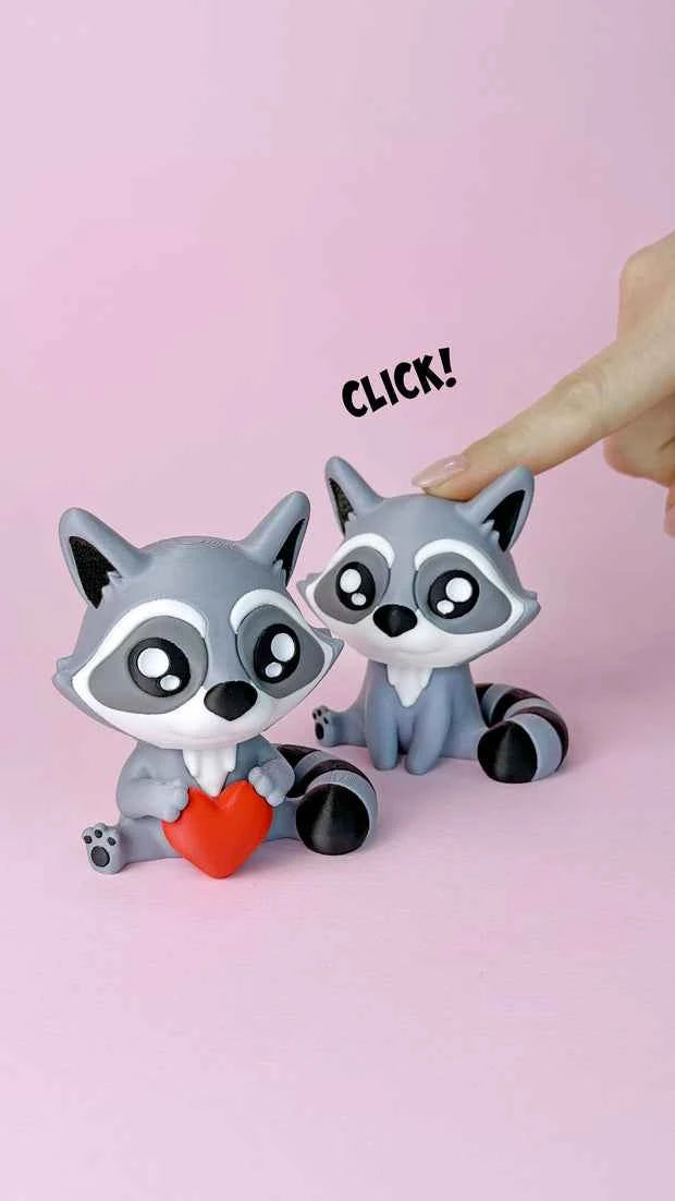 Cute Clicky Raccoon Toy - Adorable Interactive Plush for Fun Playtime