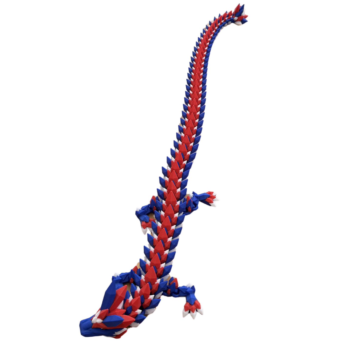 The Union Dragon, a 68 cm tall red, white and blue dragon figure for collectors and imaginative play.