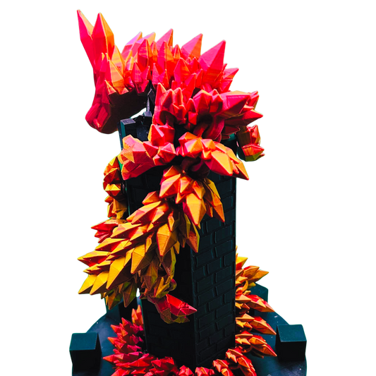 Fiery Red Snake on a Tower