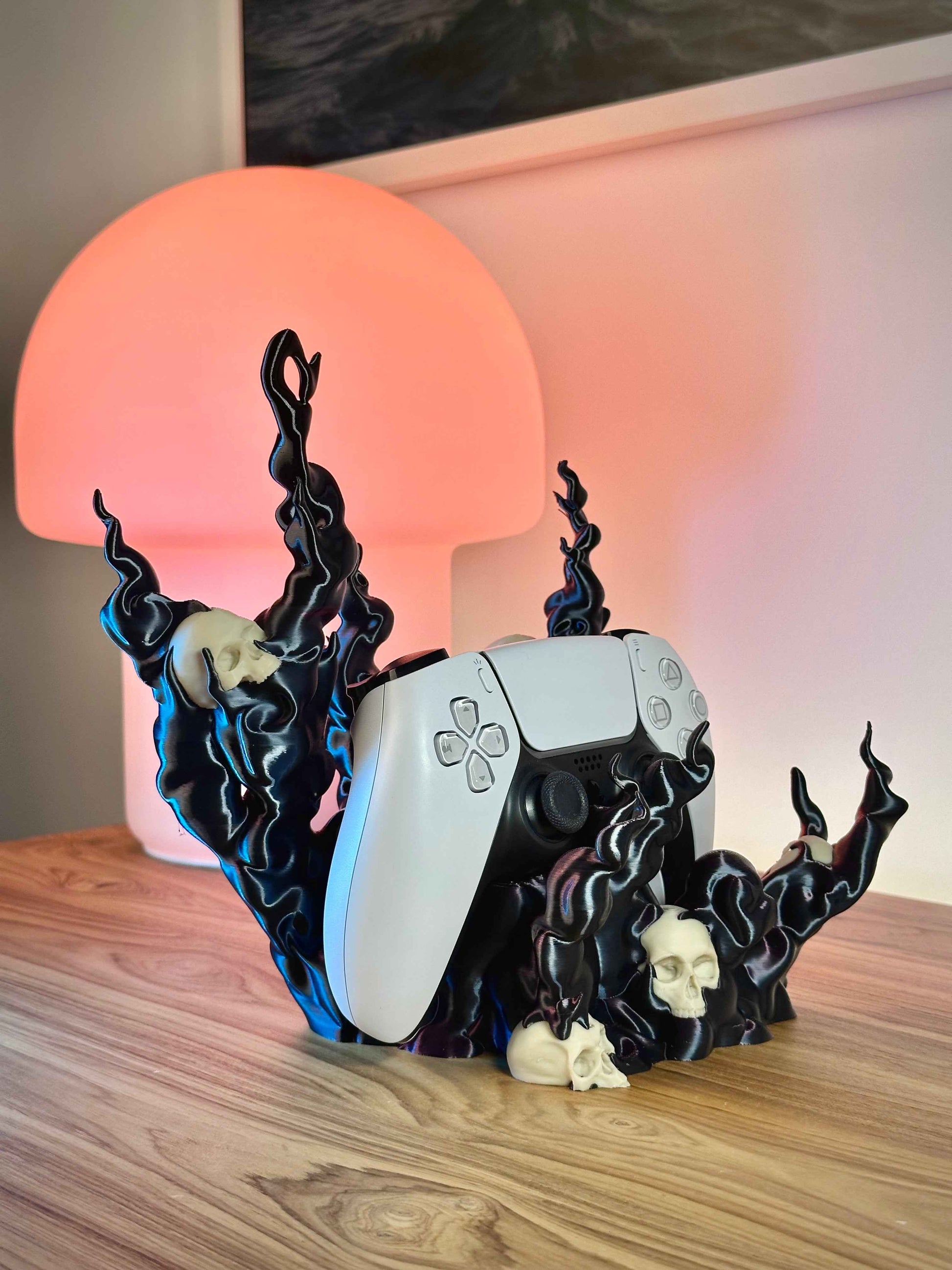Spooky Controller Stand with Bone White Skulls