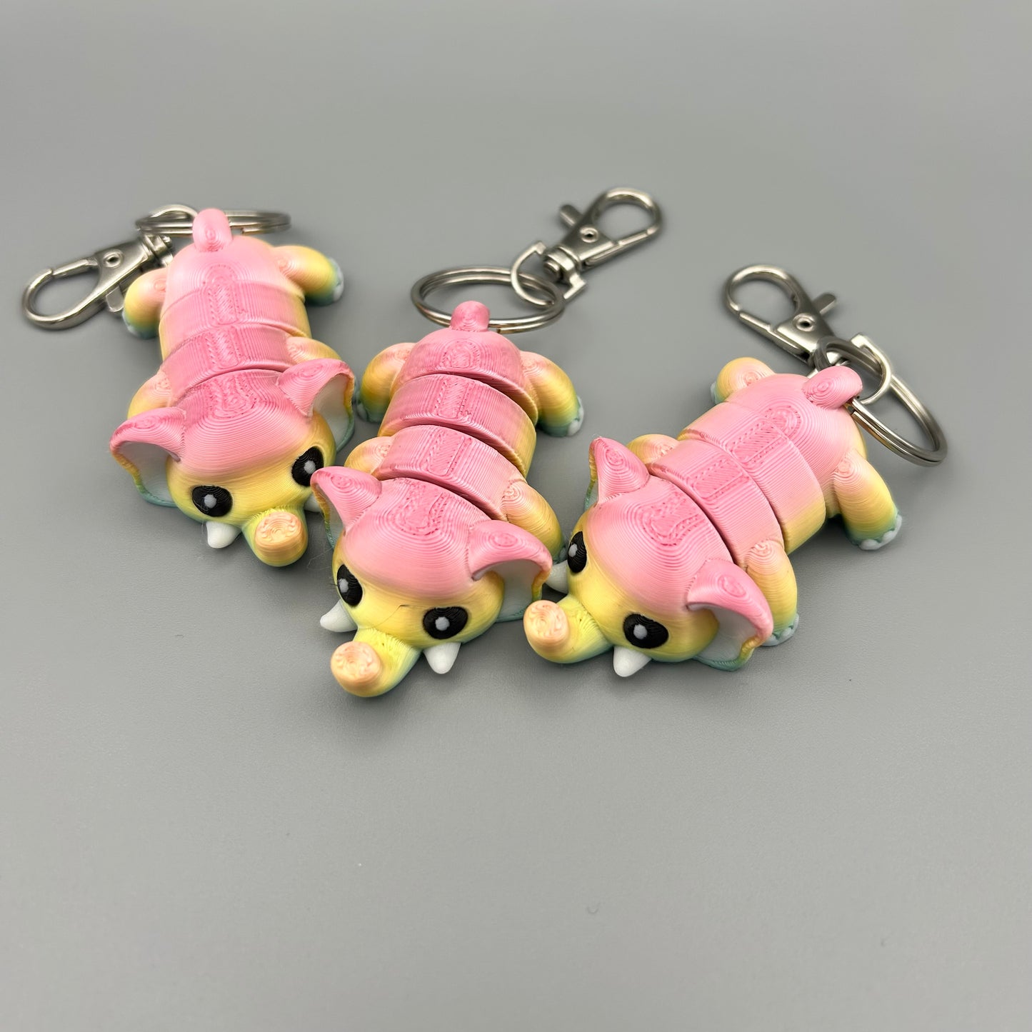 Cute Multi Coloured Flexi Elephant Key Rings