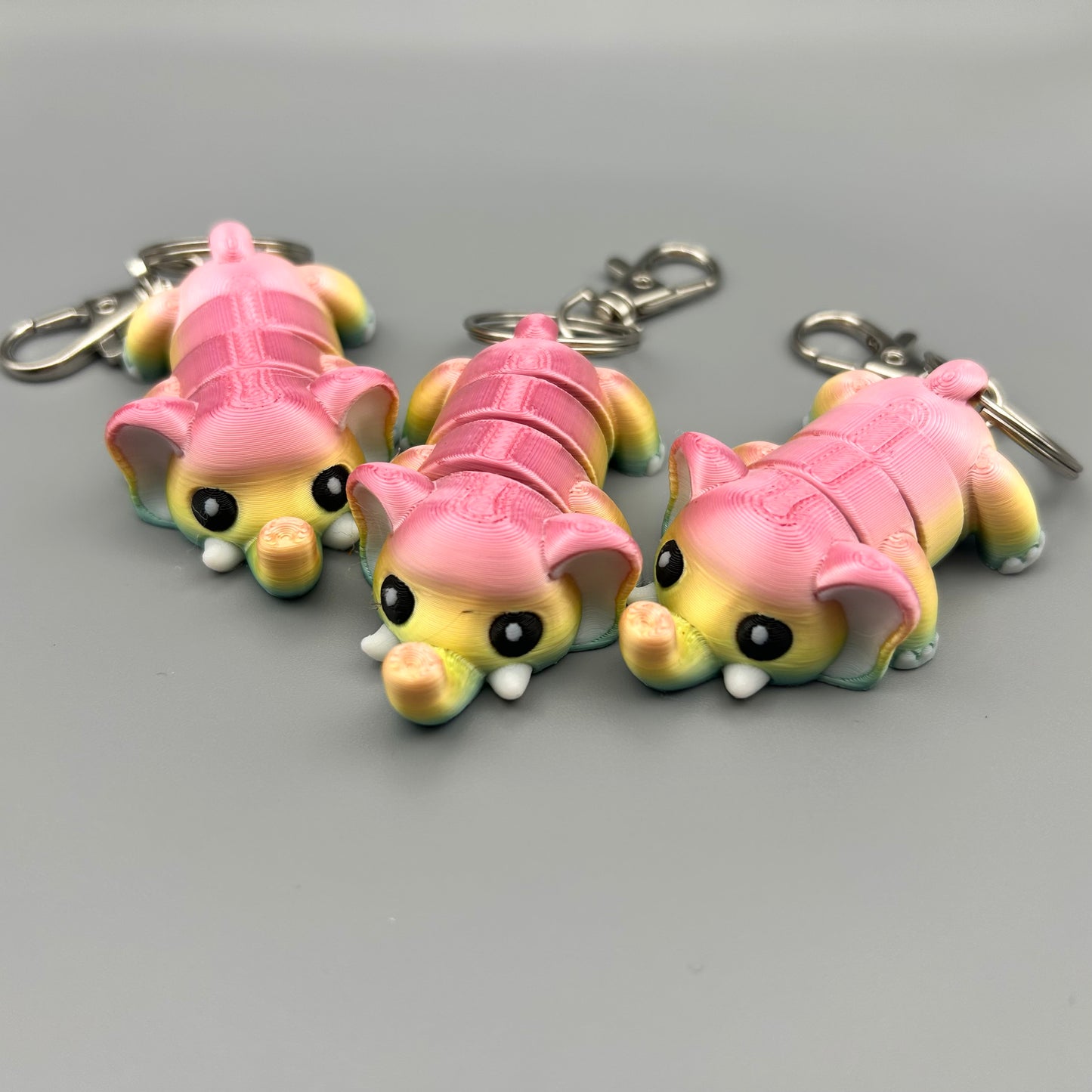 Cute Multi Coloured Flexi Elephant Key Rings