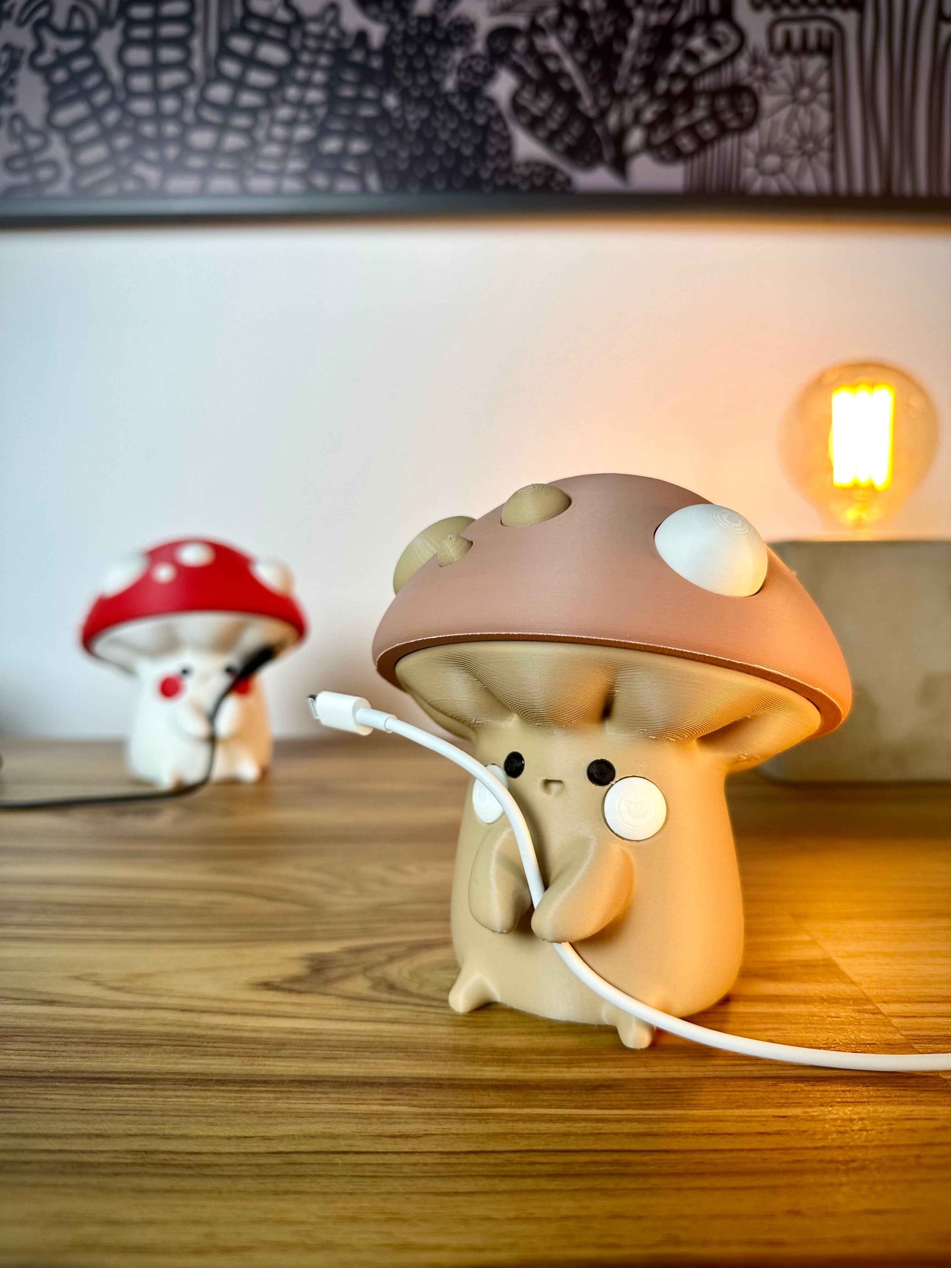 Cable Holder Cute Mushroom - Secret Stash for Tangle-Free Organization