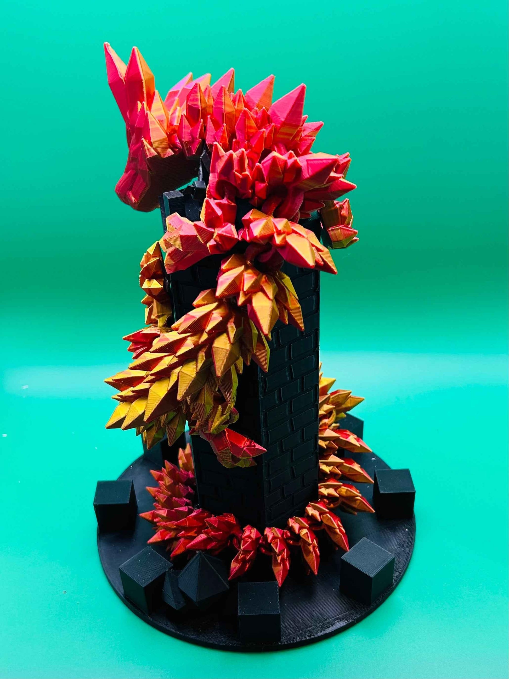 Fiery Red Snake on a Tower