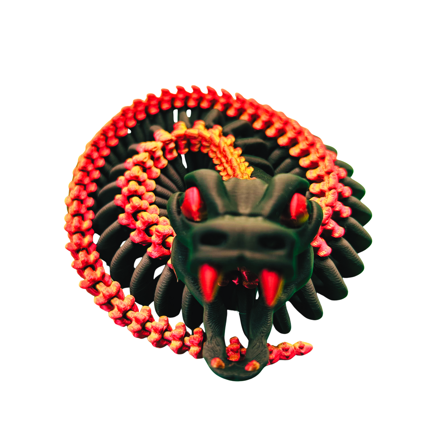 Black Skeleton Snake Showpiece With Red Striped Backbone