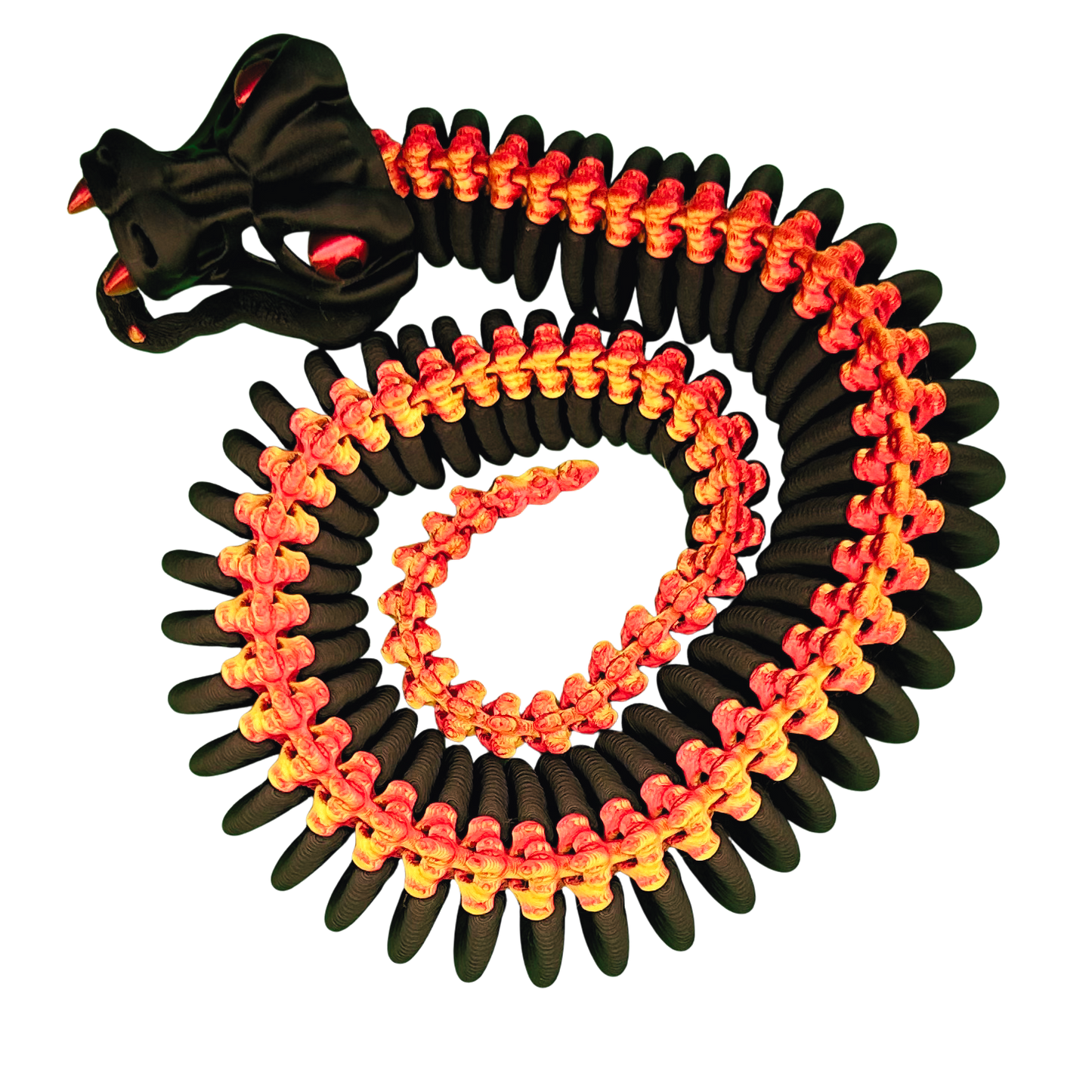 Black Skeleton Snake Showpiece With Red Striped Backbone