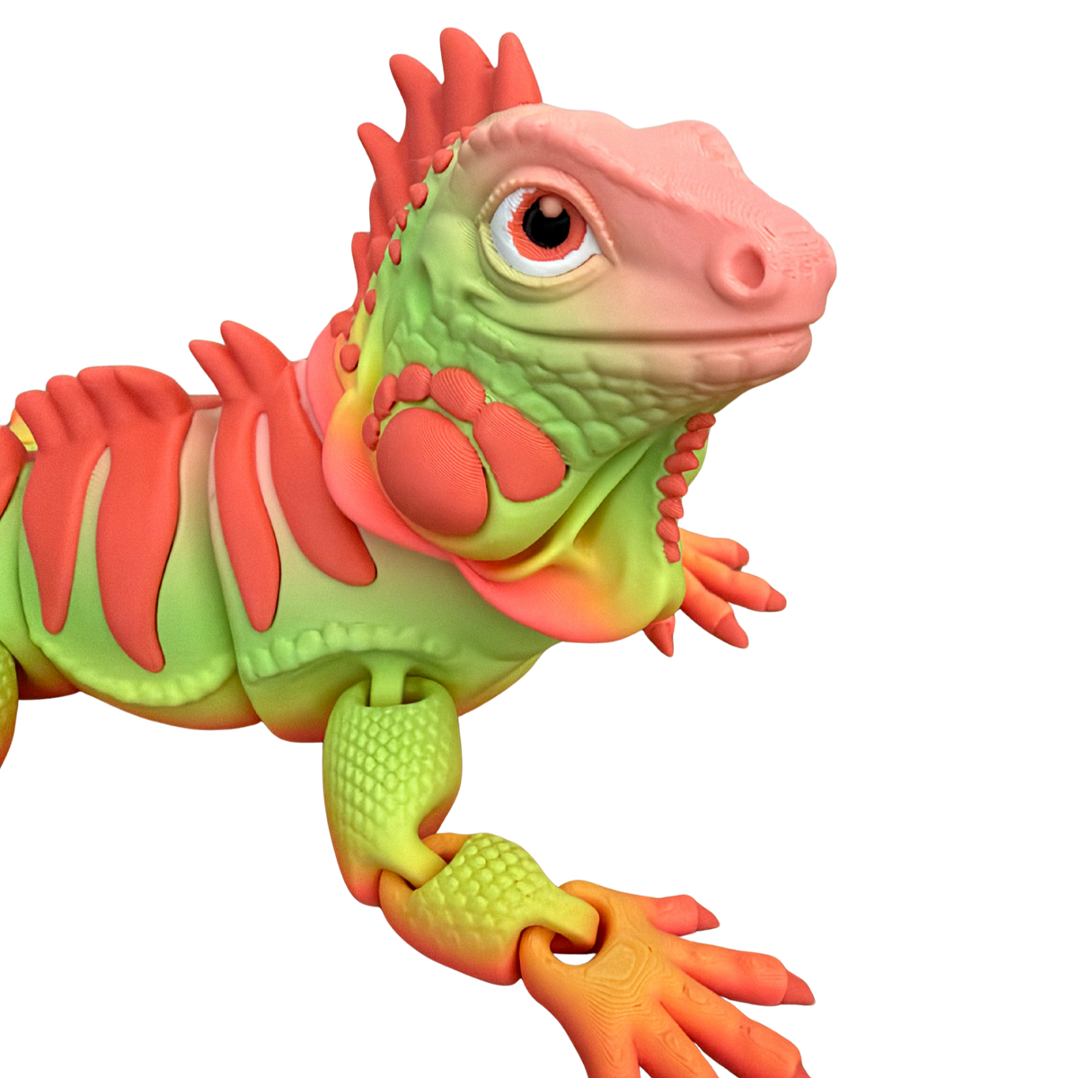 Colourful Iguana Family 30 cm reptile figure with vibrant green and coral hues, detailed sculpting, and a glossy finish.