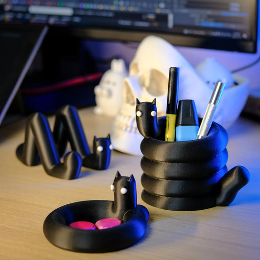 Goth Cat Desk Set Organiser