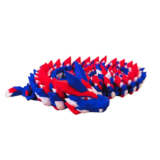 The Union Dragon: bold red, white and blue dragon figure, 68 cm tall, ideal for collectors and imaginative play.